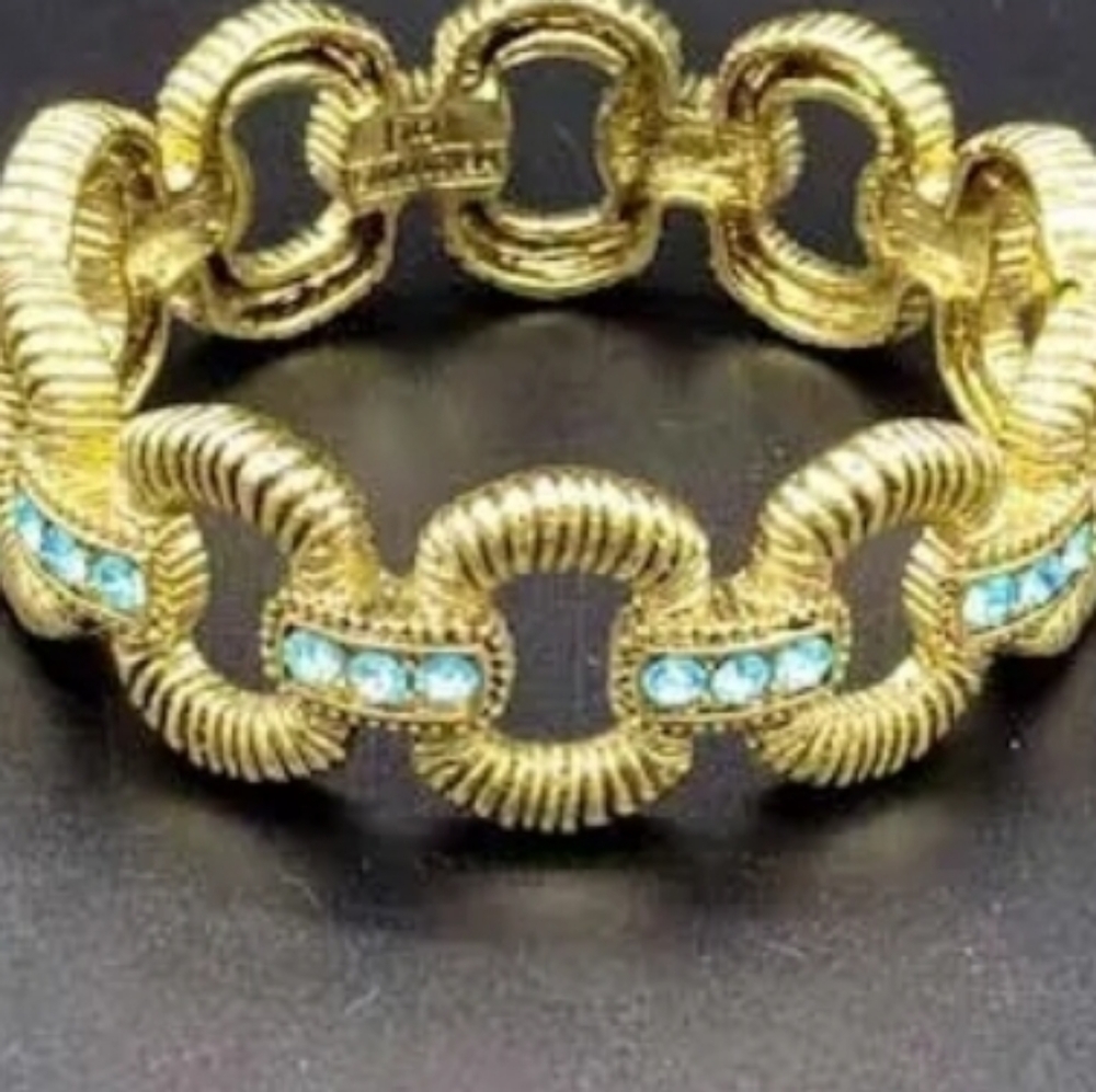 Beautiful Goldtone Bracelet With Ice Blue Stones! Custom Jewelry
